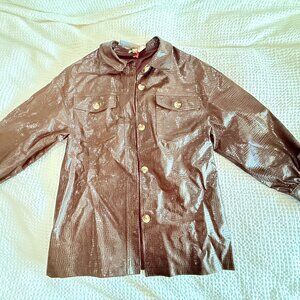 Brown Lightweight Shirt Jacket with Glossy Finish